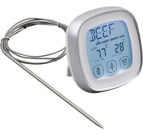 Termómetro Temporizador Digital Para Carnes Parrilla Norplat Blanco