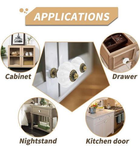 12 Manillas Mueble Tiradores Cocina Vintage Mueble - Norplat Blanco Calabaza