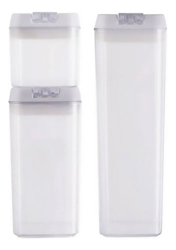 Set 3 Contenedores Transparentes Herméticos Con Tapa - Cukin Blanco