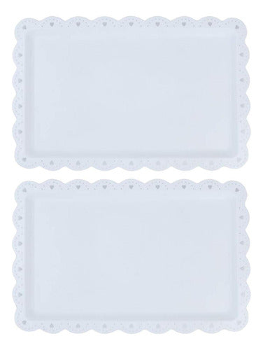 Set 2 Bandejas Rectangular Norplat Ideal Para Brazo De Reina Blanco
