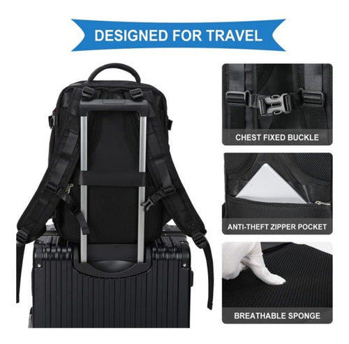 Mochila Notebook Viaje Ligera Vuelo Cabina Mano - Norplat Negro Liso