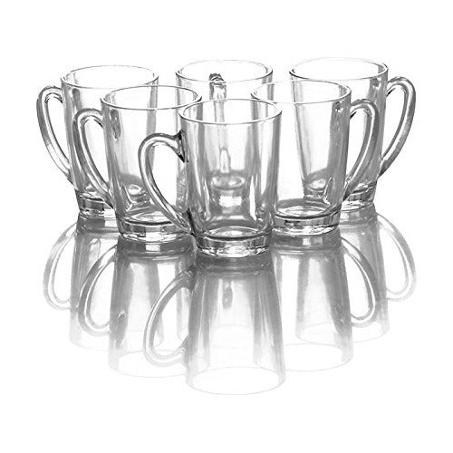 Set 6 Tazas Para Café Con Leche Té Capuccino Vidrio 250ml Blanco Capuccino 250