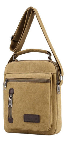 Bolso Bandolera Maletin De Lona Hombre Caballero - Norplat Marrón Claro