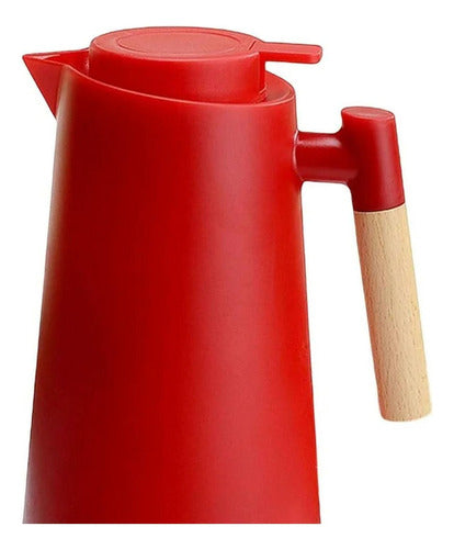 Jarra Termica Norplat 1 Litro Vidrio Aislante Calor Frio Rojo