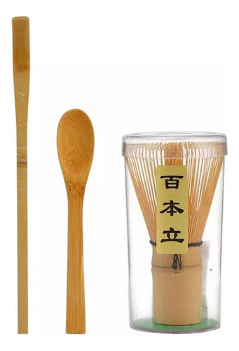 Batidor Infusor Revolvedor De Bambú Set Te Matcha - Norplat - Marrón Claro