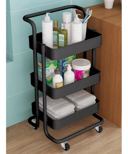 Carro Organizador Mueble Estante De Almacenamiento 3 Niveles Negro