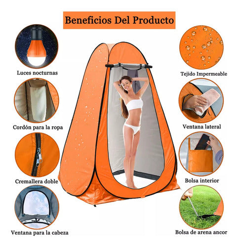 Norplat Carpa Vestidor Portatil Camping Ventana Ducha Baño Naranja