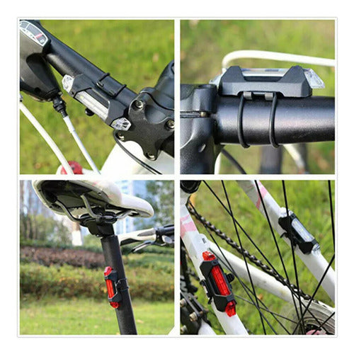  Pack 10 Luces Led Recargables Para Bicicleta - Norplat Negro Rojo