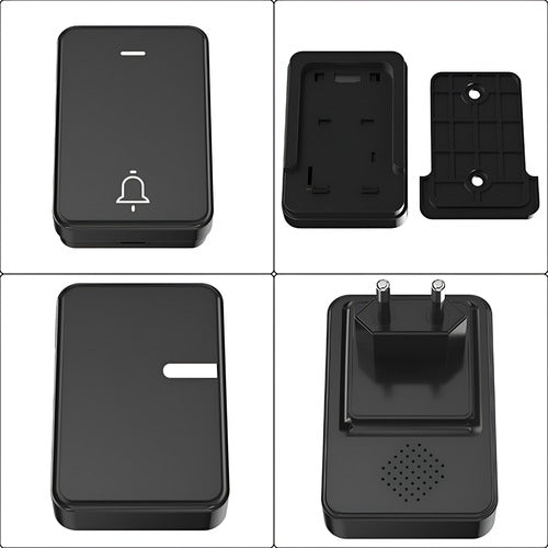 Timbre Inalambrico Exterior Portatil Autoalimentado Norplat Negro