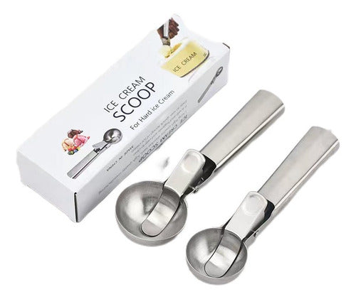 2 Cuchara Para Helado Profesional Artesanal Servir - Norplat Plateado