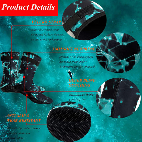 Botas Calcetines Norplat De Neopreno 3mm Cálidas Buceo Playa Negro Estrellado 37 Cl