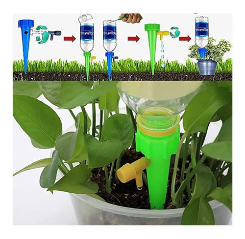 Set 10 Estacas Riego Goteo Para Botella - Verde