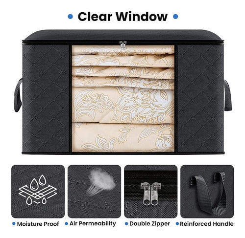 8 Bolsas Organizadoras 80 Litros - Ropa Juguetes - Norplat Negro Lisa