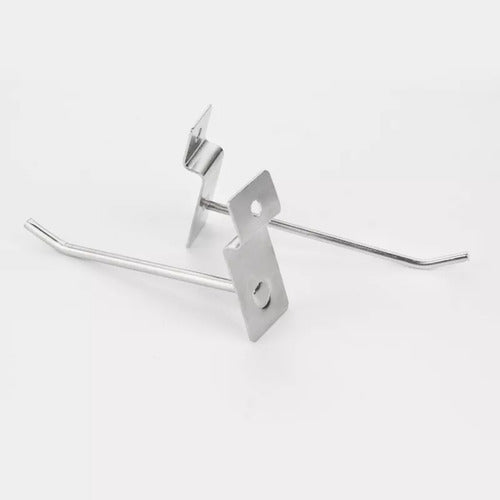 Pack 50 Ganchos Exhibidor 25cm 6mm Panel Ranurado - Norplat - Plateado