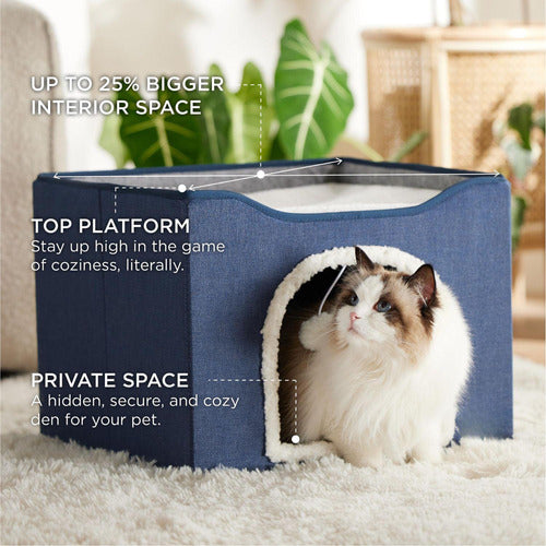 Cama Para Gatos Casa Plegable Gatos Perros Pequeños Norplat  Azul Marino