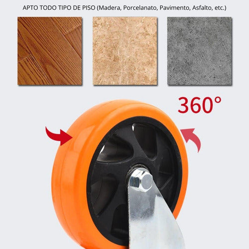 Pack 4 Ruedas Giratorias Para Carros, Muebles, Cama Norplat Naranja