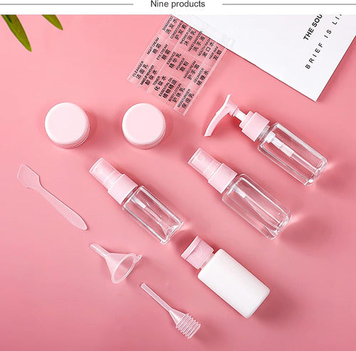 Kit De Viaje Portátil Botella Spray Dispensador Líquidos Celeste Transparente