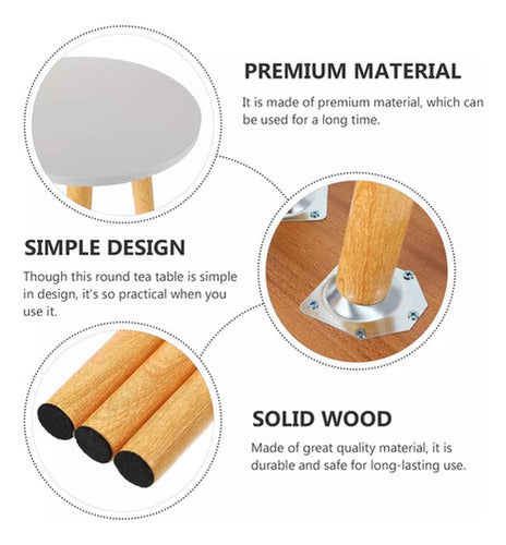 Mesa Centro Madera Norplat 50cm Redonda Minimalista Nordica - Blanco