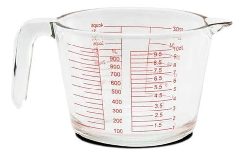 Norplat Jarra Medidora 1 Litro Vidrio Templado Transparente Transparente