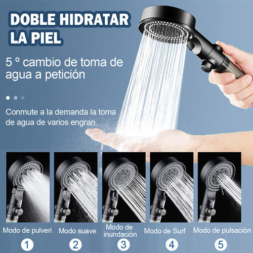 Kit Ducha Teléfono Manguera Con Soporte + 5 Filtro - Norplat Negro Mate