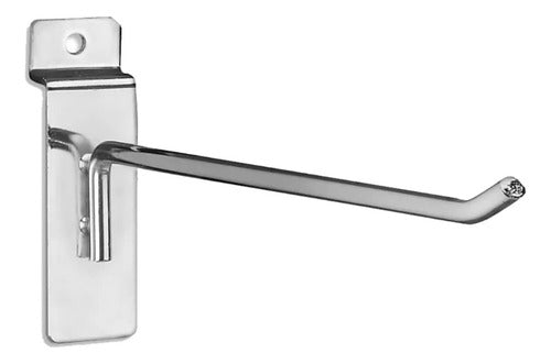 Pack 50 Ganchos Exhibidor 20cm 4mm Panel Ranurado - Norplat Plateado