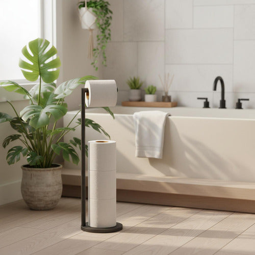 Soporte Papel Higiénico Porta Rollo Confort Metal - Norplat Negro