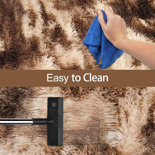 Alfombra Bajada De Cama Peluda 160x60cm 3cm Suave - Norplat Marron Jaspeado Liso