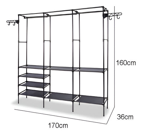 Closet Organizador 3 Espacios Zapatero Perchero - Norplat Negro