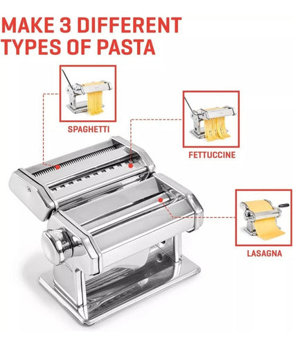 Maquina Para Hacer Pasta + Spaggetti + Cintas 3 En 1 Plateado