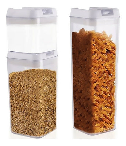 Set 3 Contenedores Transparentes Herméticos Con Tapa - Cukin Blanco