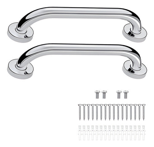 2 Barras De Seguridad Apoyo Pasamanos Acero Inox - Norplat Plateado