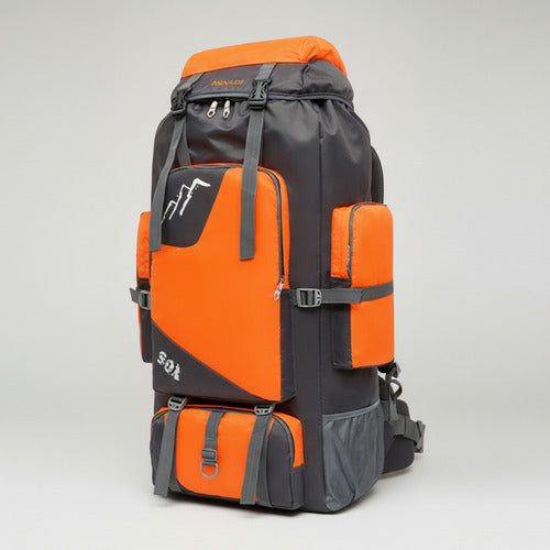 Mochila Impermeable Norplat 90l Para Camping Trekking Viajes Naranja Claro Liso