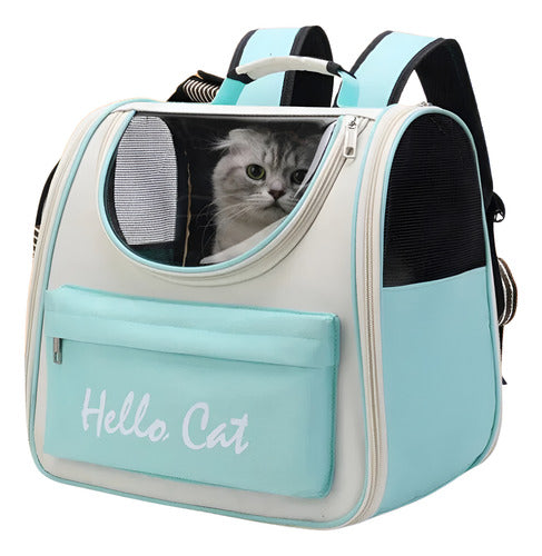 Norplat Mochila Transportador Viaje Mascota Bolso Gato Perro - Azul Claro