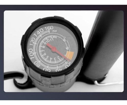 Bombin Bicicleta Pro Inflador Balon Medidor Presion Norplat Negro