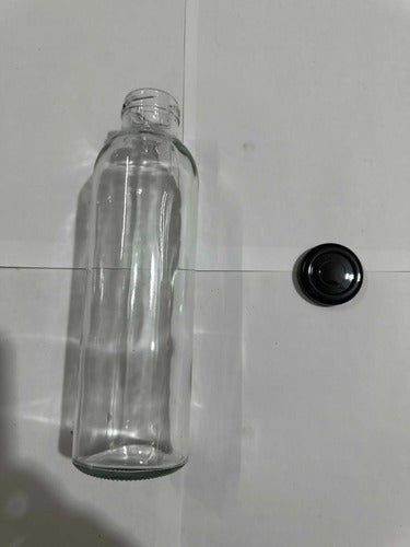Botella De Vidrio 475cc Pack De 42 Unidades Con Tapa - Cukin Negro