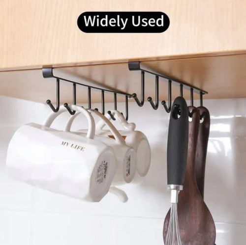 Organizador Soporte Colgador De Tazas Utensilios De Cocina Negro