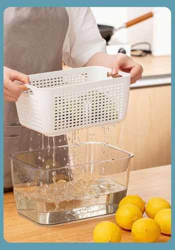 Caja Organizadora Con Cesta Refrigerador Despensa 1.7 Lt Gris