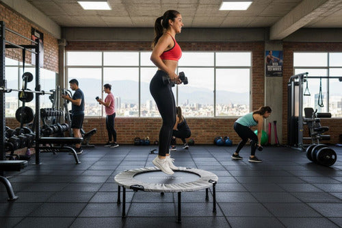 Trampolín Fitness 100cm Plegable Cama Elástica - Norplat Plateado