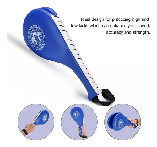 Paleta Doble Para Entrenamientos Golpes Taekwondo - Norplat Azul Standard Mundo