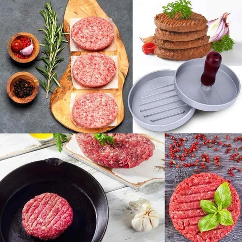 Prensa Para Hamburguesas Molde Antiadherente Asado Parrilla  Plateado