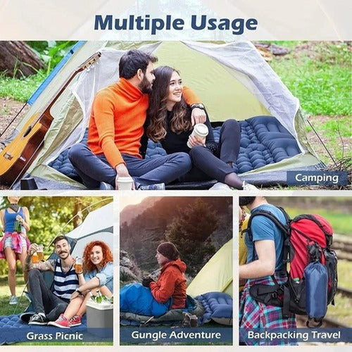 Colchoneta Inflable Plegable Norplat - Acampar Y Senderismo Azul