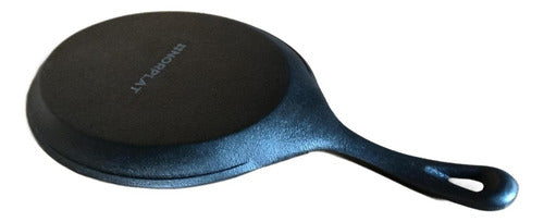 Sarten Hierro Fundido 24.5 Cm Con Base Madera - Norplat Negro