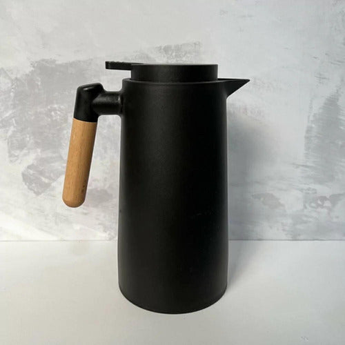 Jarra Termica Norplat 1 Litro Vidrio Aislante Calor Frio Negro