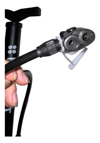 Bombin De Pie 120psi Valvulas Presta Schrader Bici - Norplat Negro