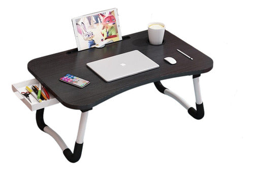 Mesa Cama  60x40x28cm Portatil Desayuno Bandeja Madera Cukin Gris Oscuro