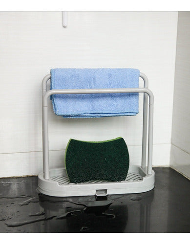 Rack Organizador De Esponja Y Paño De Cocina - Cukin Gris