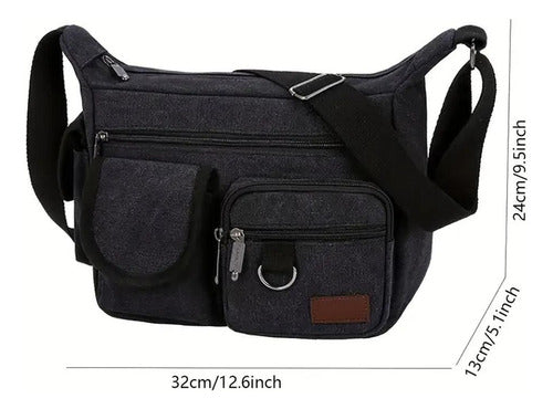 Bandolera Maletin Hombre Grande Capacidad Bolsillos Norplat Negro