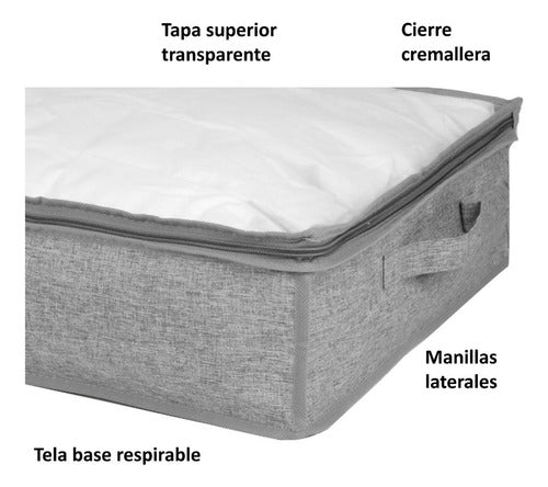 3 Bolsos Organizador De Ropa Ideal Bajo Cama 70 Lts Norplat Gris