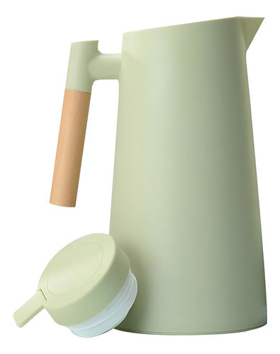 Jarra Termica Norplat 1 Litro Vidrio Aislante Calor Frio Verde Oliva