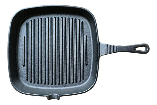 Sartén Bifera Churrasquera Grill Hierro Fundido 24cm Norplat Negro